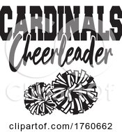 Black And White Pom Poms Under CARDINALS Cheerleader Text