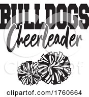 Black And White Pom Poms Under BULLDOGS Cheerleader Text
