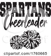 Poster, Art Print Of Black And White Pom Poms Under Spartans Cheerleader Text