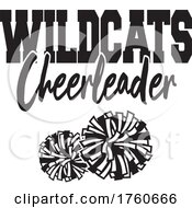 Poster, Art Print Of Black And White Pom Poms Under Wildcats Cheerleader Text