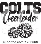 Poster, Art Print Of Black And White Pom Poms Under Colts Cheerleader Text