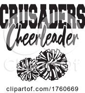 Black And White Pom Poms With CRUSADERS Cheerleader Text