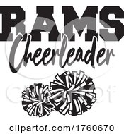 Black And White Pom Poms With RAMS Cheerleader Text