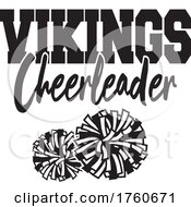 Poster, Art Print Of Black And White Pom Poms With Vikings Cheerleader Text