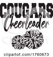 Poster, Art Print Of Black And White Pom Poms With Cougars Cheerleader Text