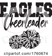 Black And White Pom Poms With EAGLES Cheerleader Text