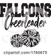 Poster, Art Print Of Black And White Pom Poms With Falcons Cheerleader Text