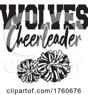 Black And White Pom Poms With WOLVES Cheerleader Text