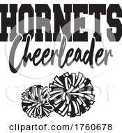 Poster, Art Print Of Black And White Pom Poms With Hornets Cheerleader Text