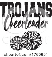 Black And White Pom Poms With TROJANS Cheerleader Text