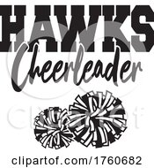 Black And White Pom Poms With HAWKS Cheerleader Text