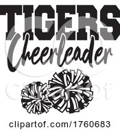 Black And White Pom Poms With TIGERS Cheerleader Text
