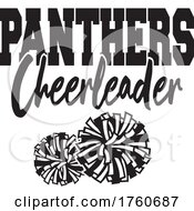 Black And White Pom Poms With PANTHERS Cheerleader Text