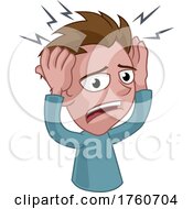 Man Suffering From Stress Or Headache Cartoon
