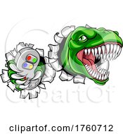Dinosaur Gamer Video Game Controller Mascot by AtStockIllustration