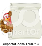 Turkey Santa Hat Christmas Cartoon Scroll Sign