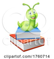 Poster, Art Print Of Worm Bookworm Caterpillar On Book Stack