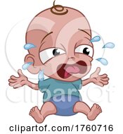Poster, Art Print Of Cute Crying Baby Infant Child Cartoon Character