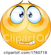 Poster, Art Print Of Cartoon Concerned Or Anxious Yellow Smiley Emoji