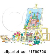 Artist Easel And Mess