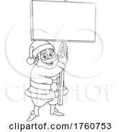 Poster, Art Print Of Santa Claus Holding A Sign Christmas Cartoon