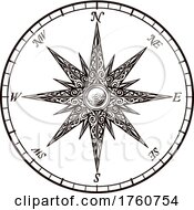Poster, Art Print Of Compass Rose Old Vintage Engraved Etching Map Icon