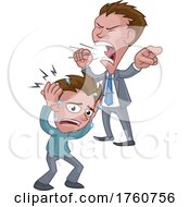 Poster, Art Print Of Angry Mean Bully Boss Shouting At Worker Cartoon