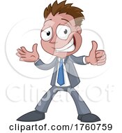 Poster, Art Print Of Happy Thumbs Up Business Man In Suit Cartoon