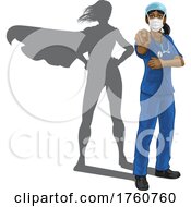 Poster, Art Print Of Nurse Doctor Woman Super Hero Shadow Pointing