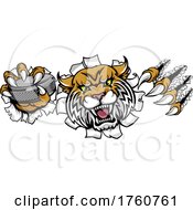 Poster, Art Print Of Wildcat Ice Hockey Player Animal Sports Mascot