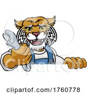 Wildcat Plumber Or Mechanic Holding Spanner by AtStockIllustration