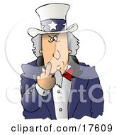 Angry Uncle Sam Flipping Off The Viewer Clipart Illustration