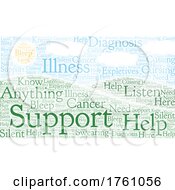 Supportive Cancer Illness Word Collage Sun And Hill Landscape