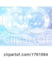 Poster, Art Print Of 3d Christmas Winter Landscape With Snowflakes And Bokeh Lights
