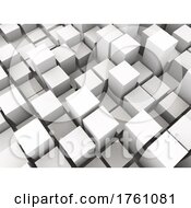 Poster, Art Print Of 3d Monochrome Background With Extruding Cubes