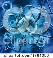 Poster, Art Print Of 3d Abstract Medical Background With Virus Cells And Dna Strands