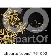 Poster, Art Print Of Christmas And New Year Background With Glittery Snowflakes