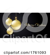 Poster, Art Print Of Christmas Banner With Sparkling Gold Baubles Design