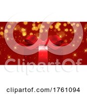 Poster, Art Print Of Christmas Lights Banner Design With Luxury Gift And Gold Stars