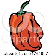 Drawing Sketch Style Illustration Of A Hot Chili Pepper