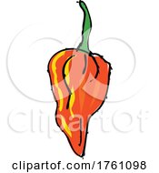 Poster, Art Print Of Drawing Sketch Style Illustration Of A Hot Chili Pepper