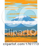 Poster, Art Print Of Mount Kilimanjaro Dormant Volcano In Tanzania The Highest Mountain In Africa Wpa Poster Art