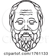 Poster, Art Print Of Head Of Greek Philosopher Socrates From Athens Mono Line Illustration