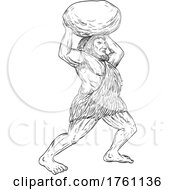 Poster, Art Print Of Jentil Or Jentilak A Race Of Giants Throwing Rocks Or Stone In The Basque Mythology Drawing