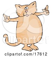 Spoiled Fat Ginger Cat Using Both Front Paws To Flip People Off After Not Getting What He Wants Clipart Illustration