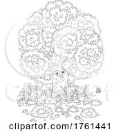 Poster, Art Print Of Black And White Happy Lush Oak Tree