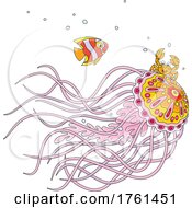 Poster, Art Print Of Fish Crab And Jellyfish