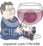 Man Sitting With A Giant Wine Glass