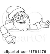 Christmas Cartoon Santa Claus Pointing Over A Sign
