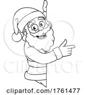 Christmas Cartoon Santa Claus Pointing Around Sign